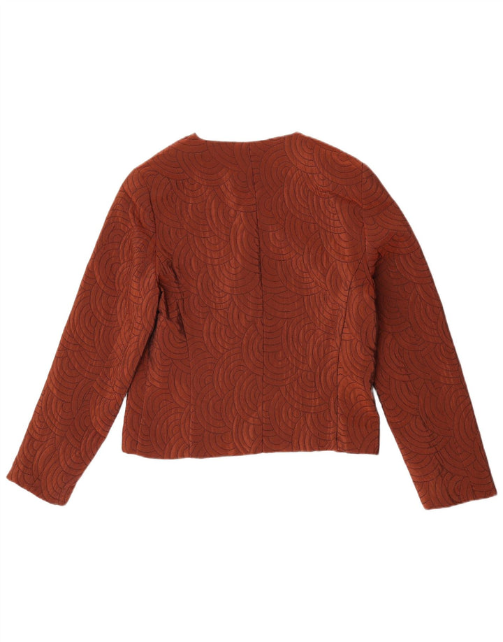 Vintage Damen 3-Knopf-Blazerjacke UK 14 Mittelbraunes geometrisches Acetat