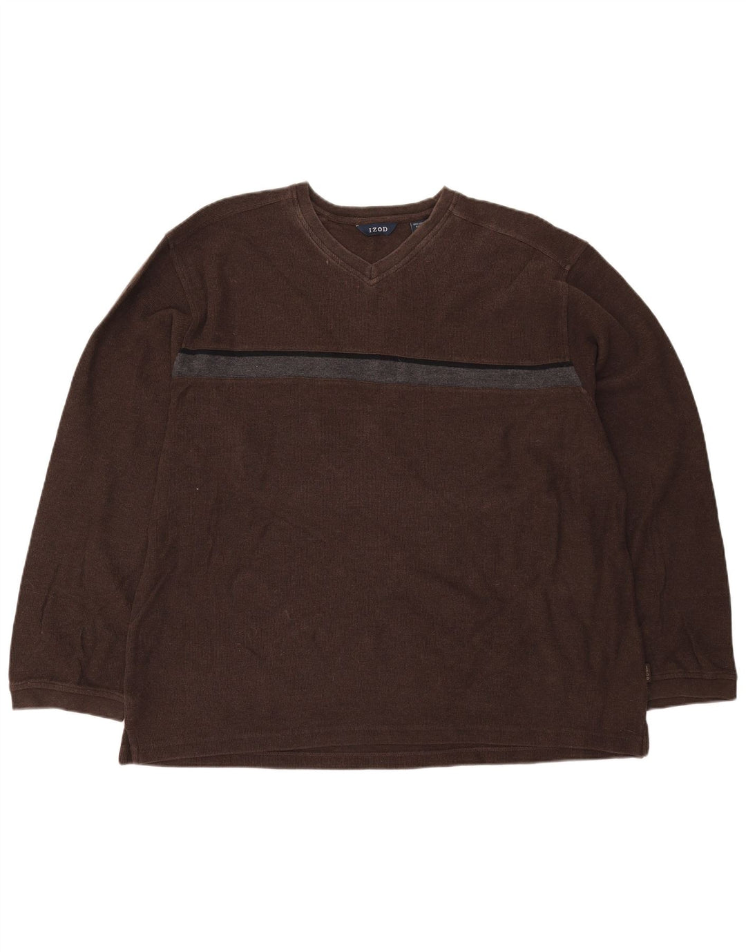 IZOD Herren-Top, langärmelig, 2XL, braun, Colourblock-Baumwolle