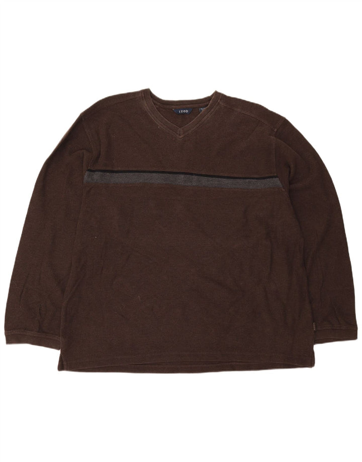 IZOD Herren-Top, langärmelig, 2XL, braun, Colourblock-Baumwolle