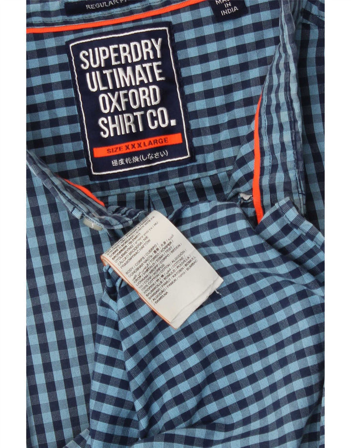 Superdry Herren-Kurzarmhemd mit regulärer Passform, 3XL, Marineblau, Gingham-Baumwolle