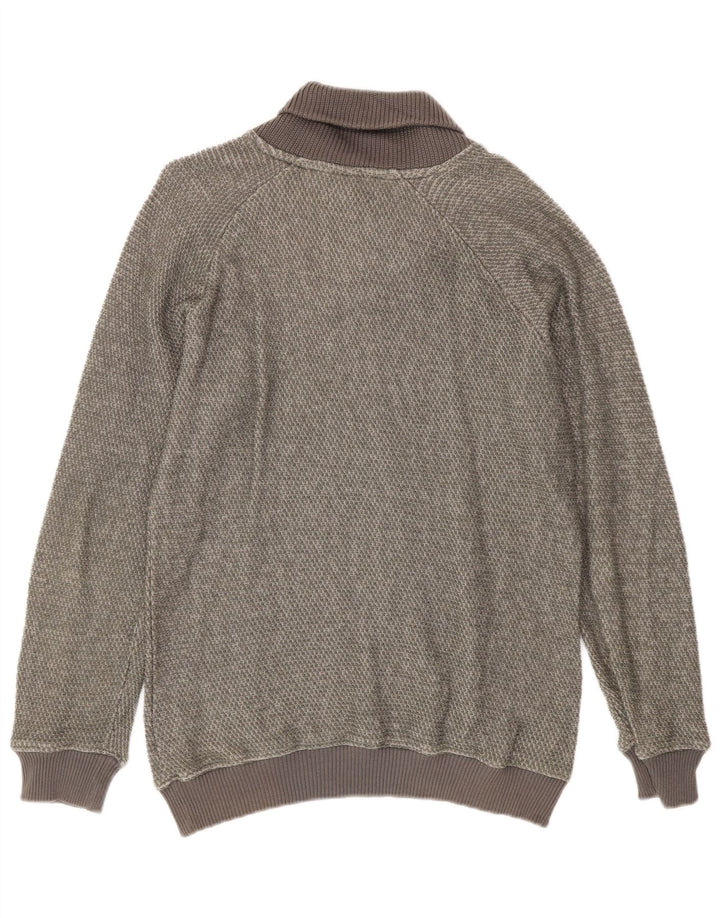 Zara Herren-Pullover mit Schalkragen, mittelgrüne Baumwolle