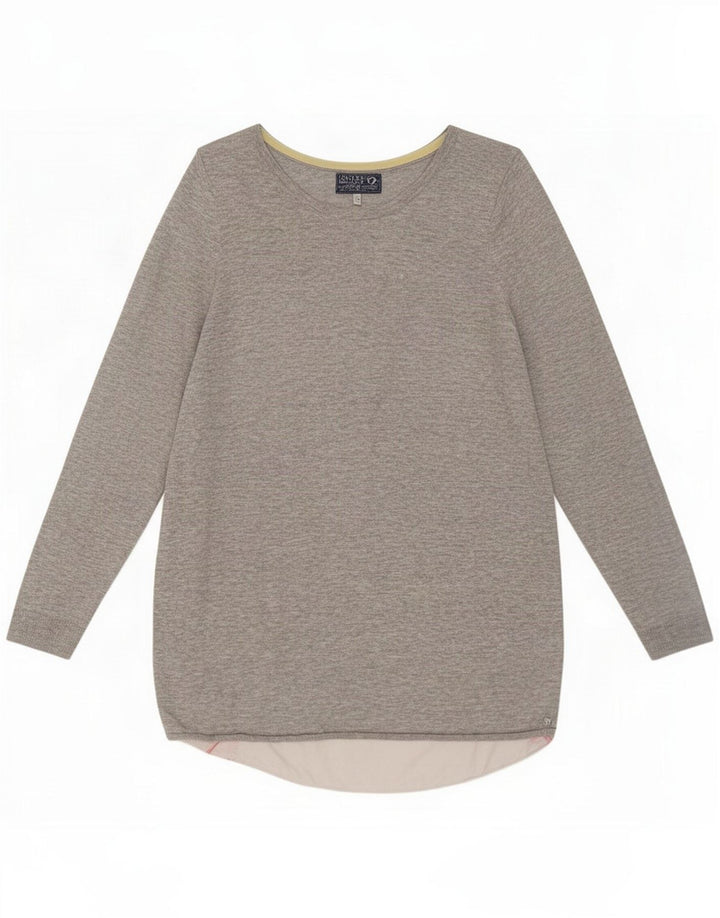 Joules Damen Top Langarm UK 12 Mittelgraue Blumenwolle