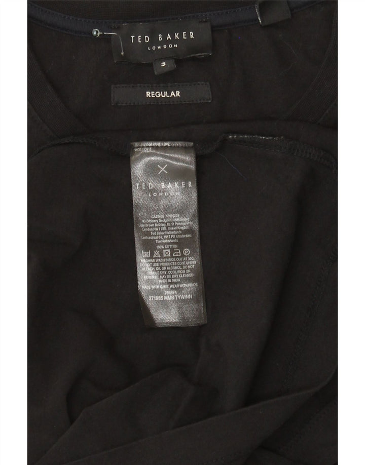 Ted Baker Herren-T-Shirt, normal, Größe 3, mittelschwarz, Baumwolle