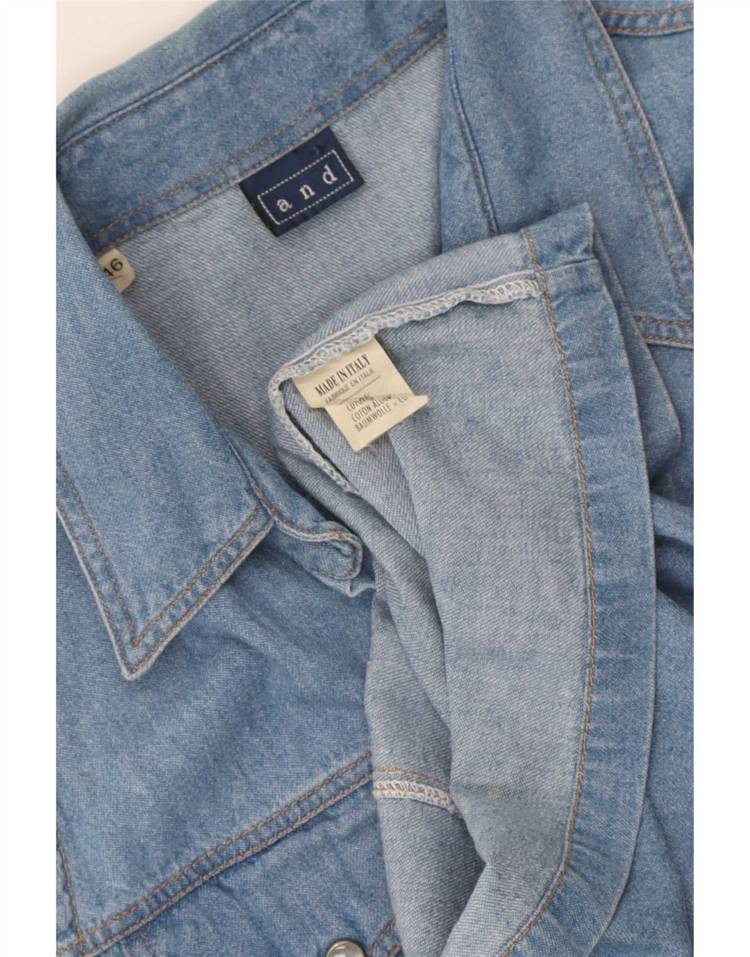 Und ärmelloses Damen-Jeanshemd IT 46 Large aus blauer Baumwolle