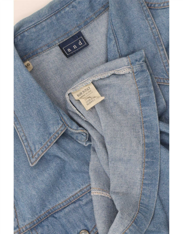 Und ärmelloses Damen-Jeanshemd IT 46 Large aus blauer Baumwolle