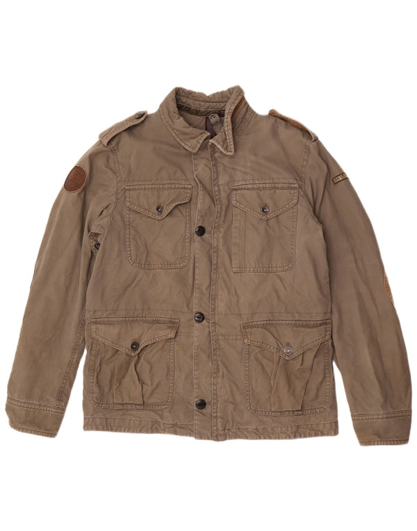 Napapijri Herren Geographic Militärjacke UK 40 Large Grau Baumwolle