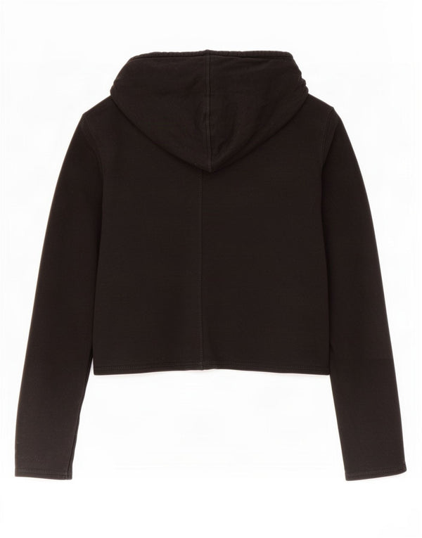 Calvin Klein Damen Crop Graphic Hoodie Pullover UK 10 Small Schwarz Baumwolle