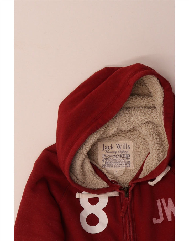 JACK WILLS Herren-Kapuzenpullover mit grafischem Reißverschluss, klein, rote Baumwolle