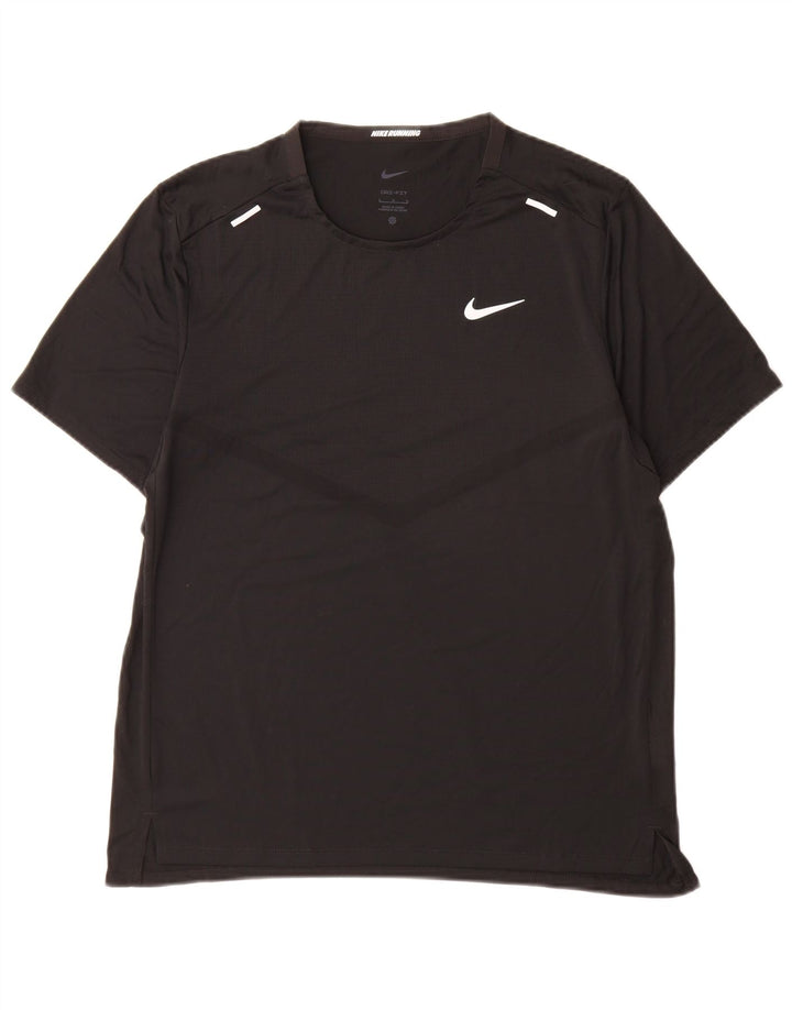 Nike Herren Dri Fit T-Shirt Top Large Schwarz Polyester