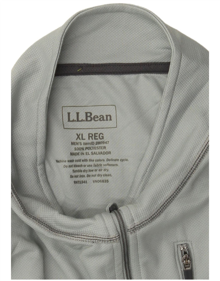 L.L.Bean Herren-Pullover-Trainingsanzugoberteil mit Reißverschluss am Hals, XL, graues Farbblock-Polyester