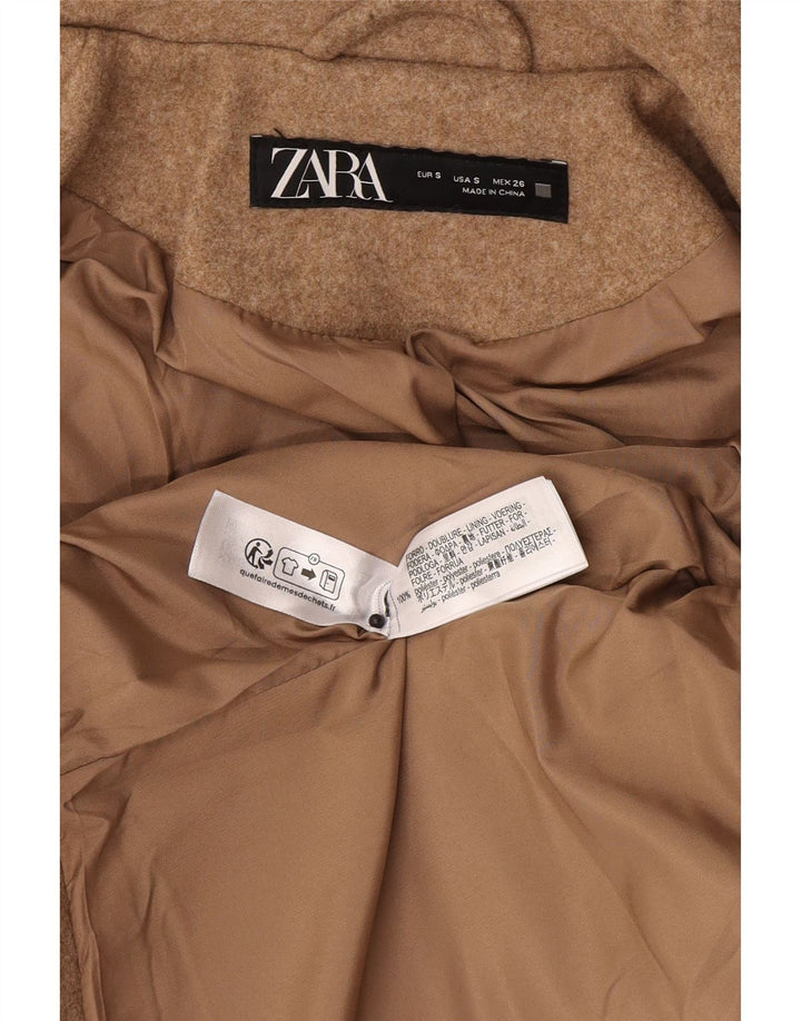 Zara Damen Bomberjacke UK 10 Small Braunes Polyester