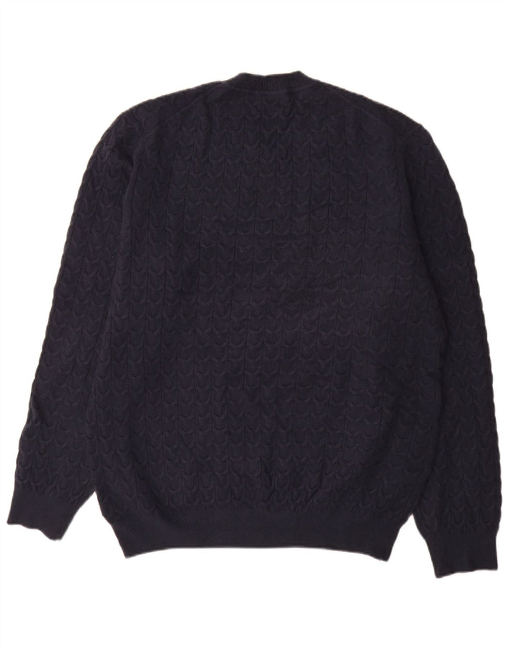 Massimo Dutti Herren-Pullover mit Rundhalsausschnitt, XL, marineblaue Viskose