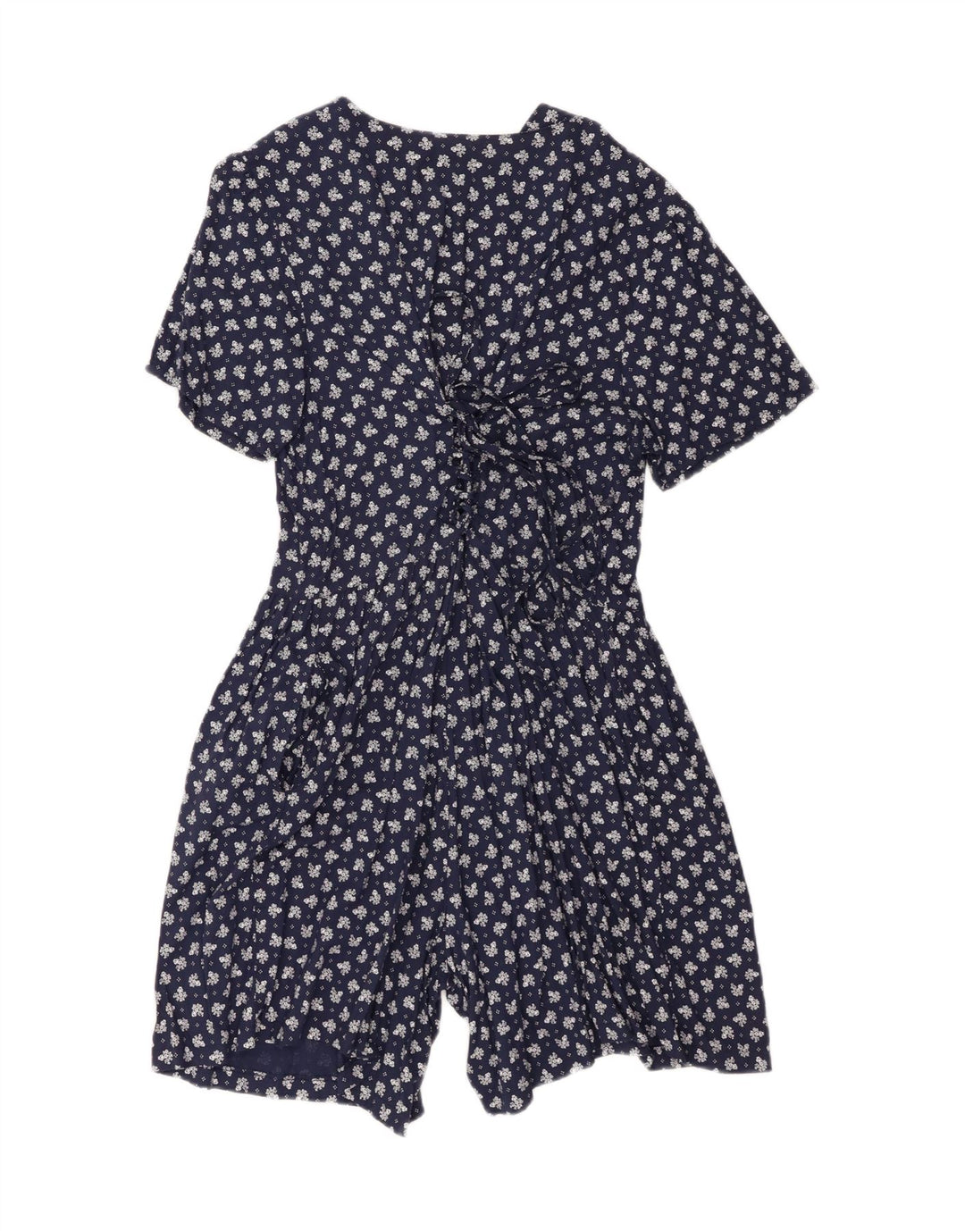 Vintage Damen Playsuit UK 20 2XL Marineblau Blumen Viskose