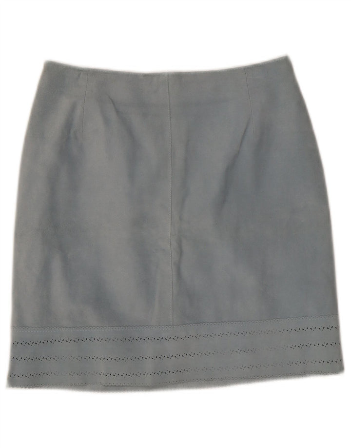 Vintage Damen Lederrock IT 42 Medium W27 Blaues Leder