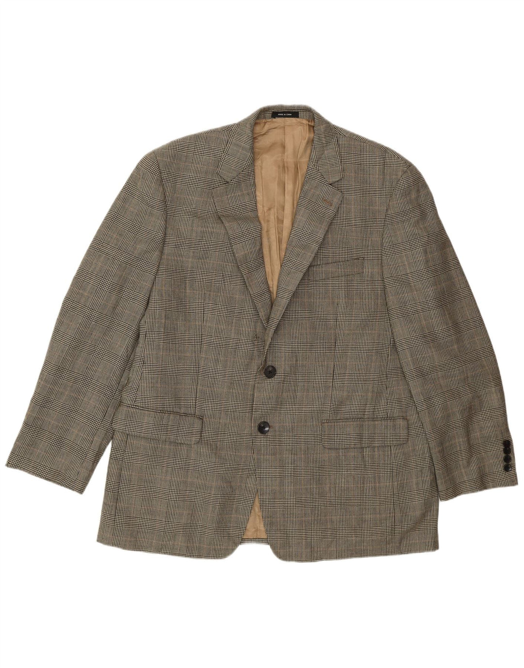 Polo Ralph Lauren Herren-Blazer mit 2 Knöpfen, UK 44, 2XL, beige Hahnentrittmuster