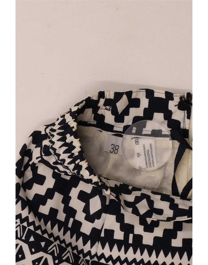 Vintage Damen Bleistiftrock EU 38 Medium W30 Schwarzes geometrisches Polyester