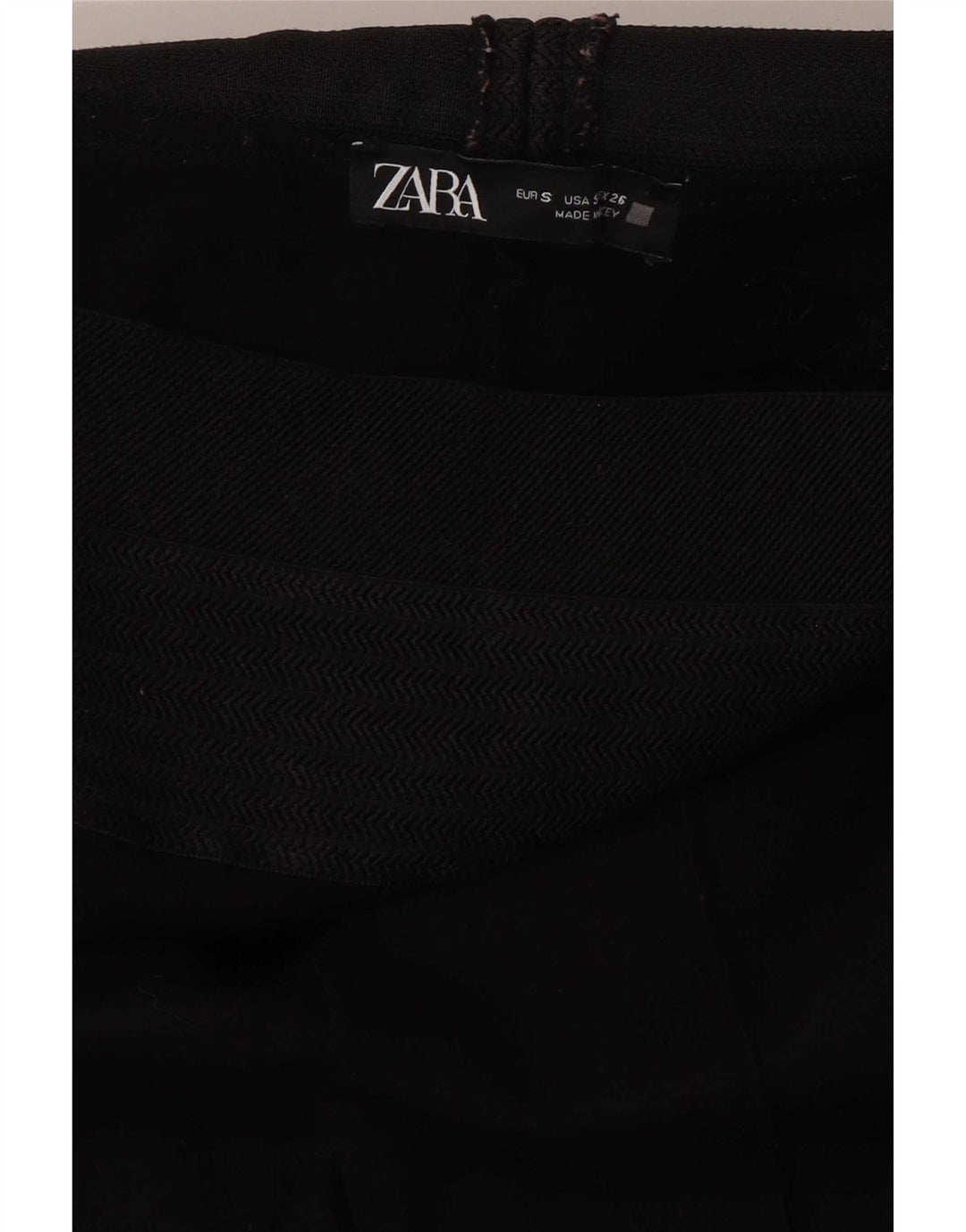 Zara Damen Crop Leggings UK 8 Small Schwarz Fischgrätenmuster