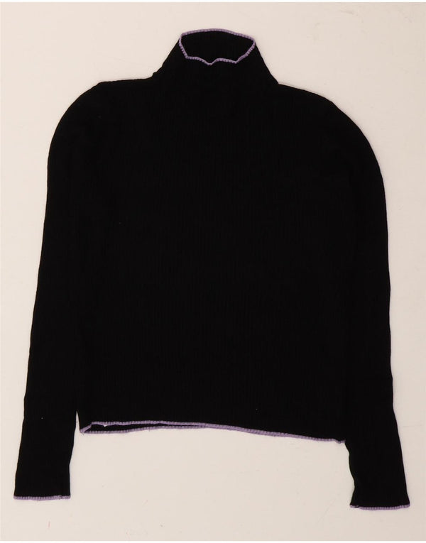 Topshop Damen Crop Rollkragenpullover Pullover UK 8 Small Schwarze Viskose