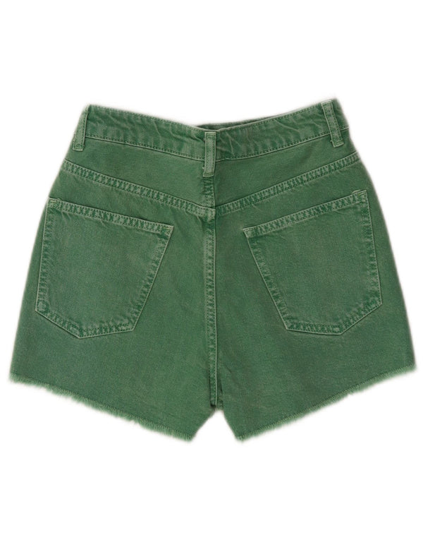 Zara Damen Jeansshorts EU 34 2XS W24 Grüne Baumwolle