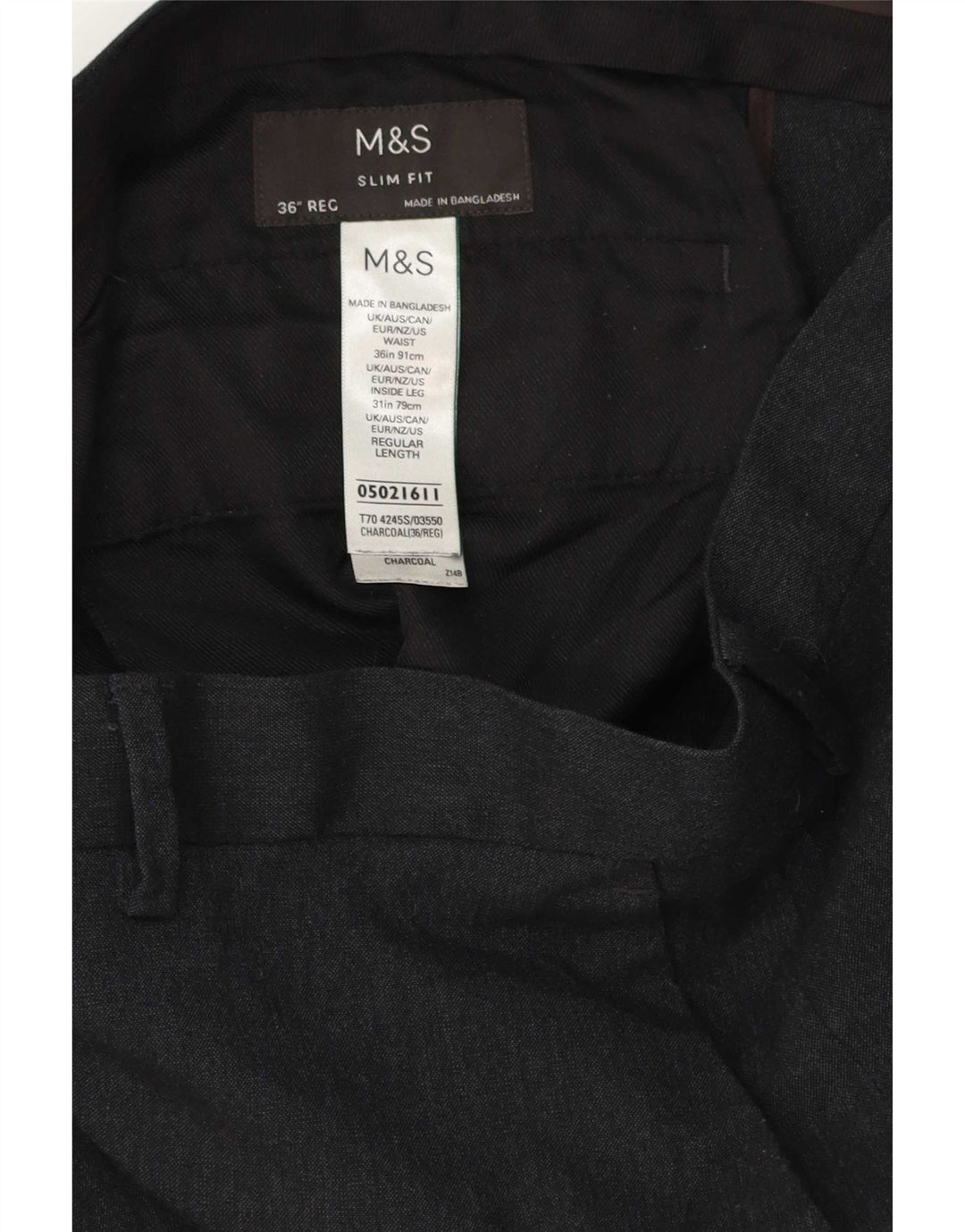 Marks & Spencer Herren Slim Fit Anzughose W36 L31 Grau Polyester