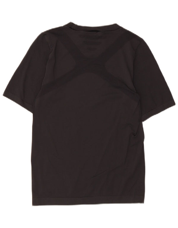 Adidas Damen Climalite T-Shirt Top UK 12 Medium Schwarz Polyamid