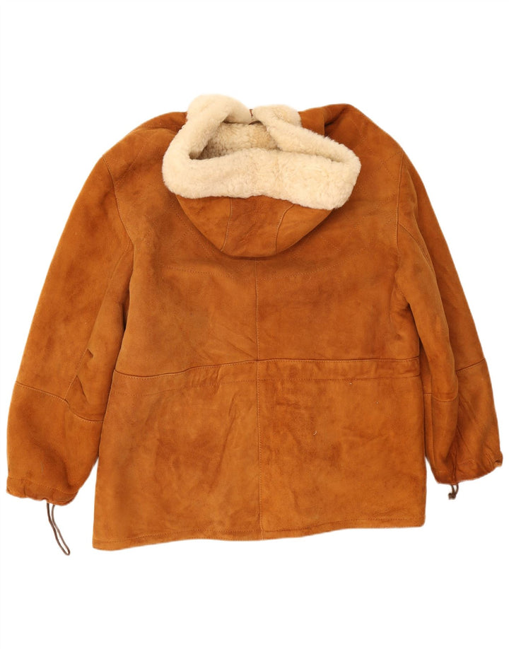 Marika Herren-Sherpa-Wildlederjacke mit Kapuze, Größe 40, Braun