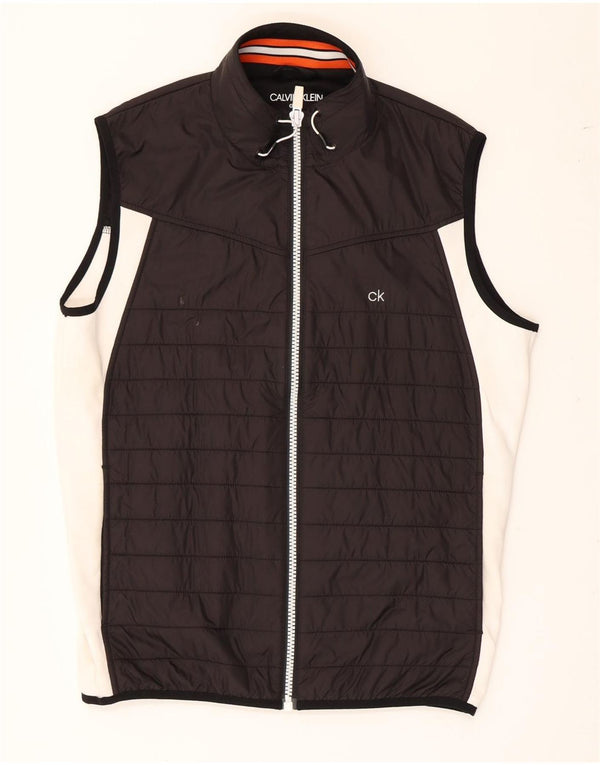 Calvin Klein Herren Luiz Wattierte Weste UK 40 Großes schwarzes Colourblock-Nylon