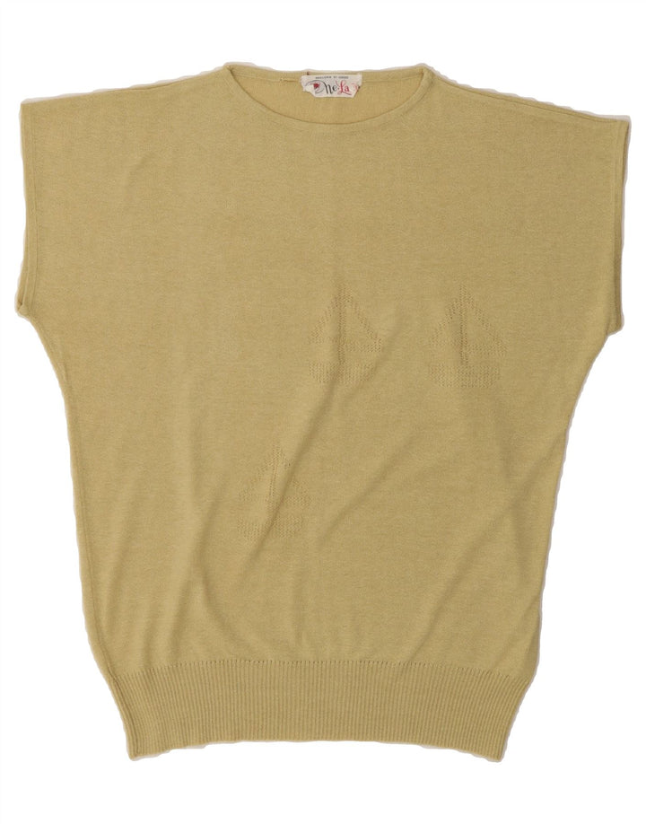 VINTAGE Womens Vest Tank Top UK 14 Large Beige Vintage Vintage and Second-Hand Vintage from Messina Hembry 