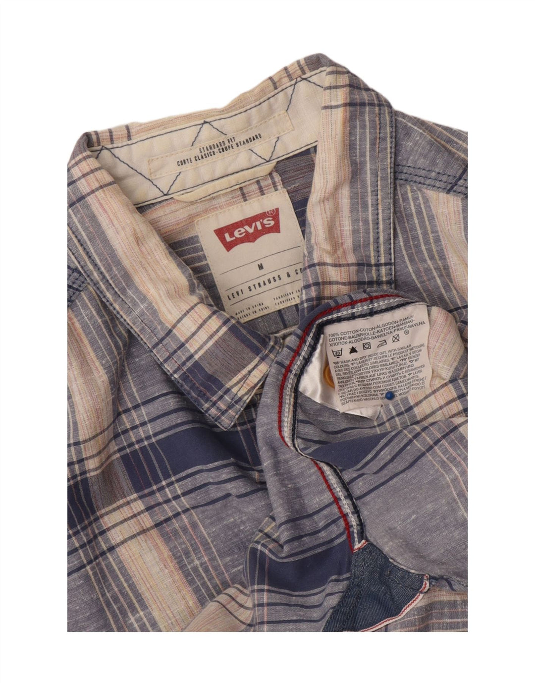 Levi's Herrenhemd aus mittelblauer, karierter Baumwolle