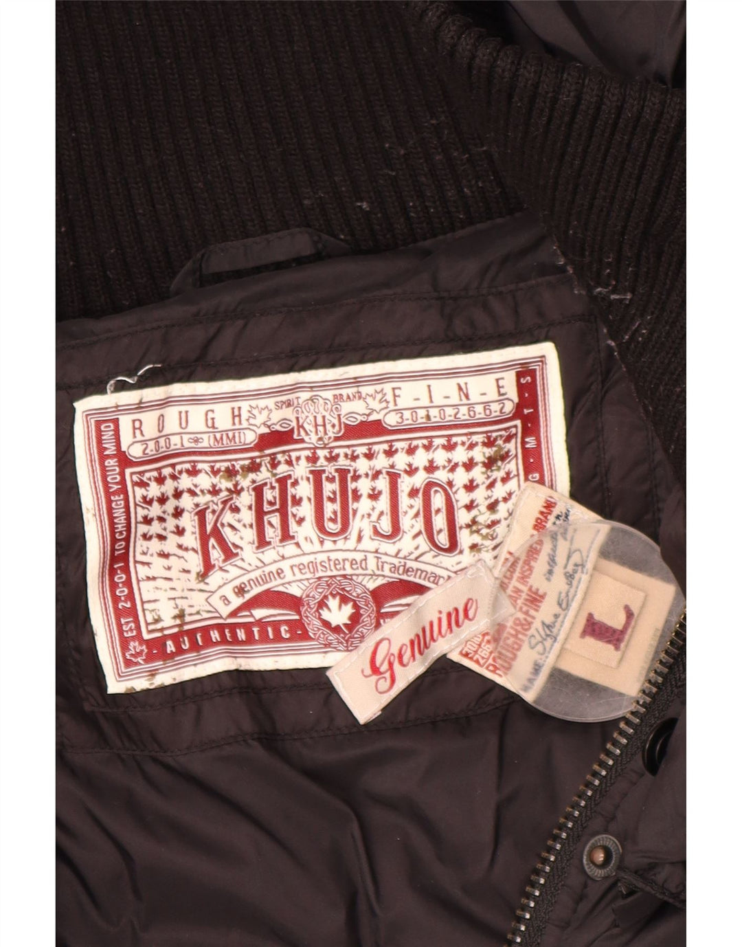 KHUJO Wattierte Damenjacke mit Kapuze, UK 16, Größe L, schwarzes Nylon