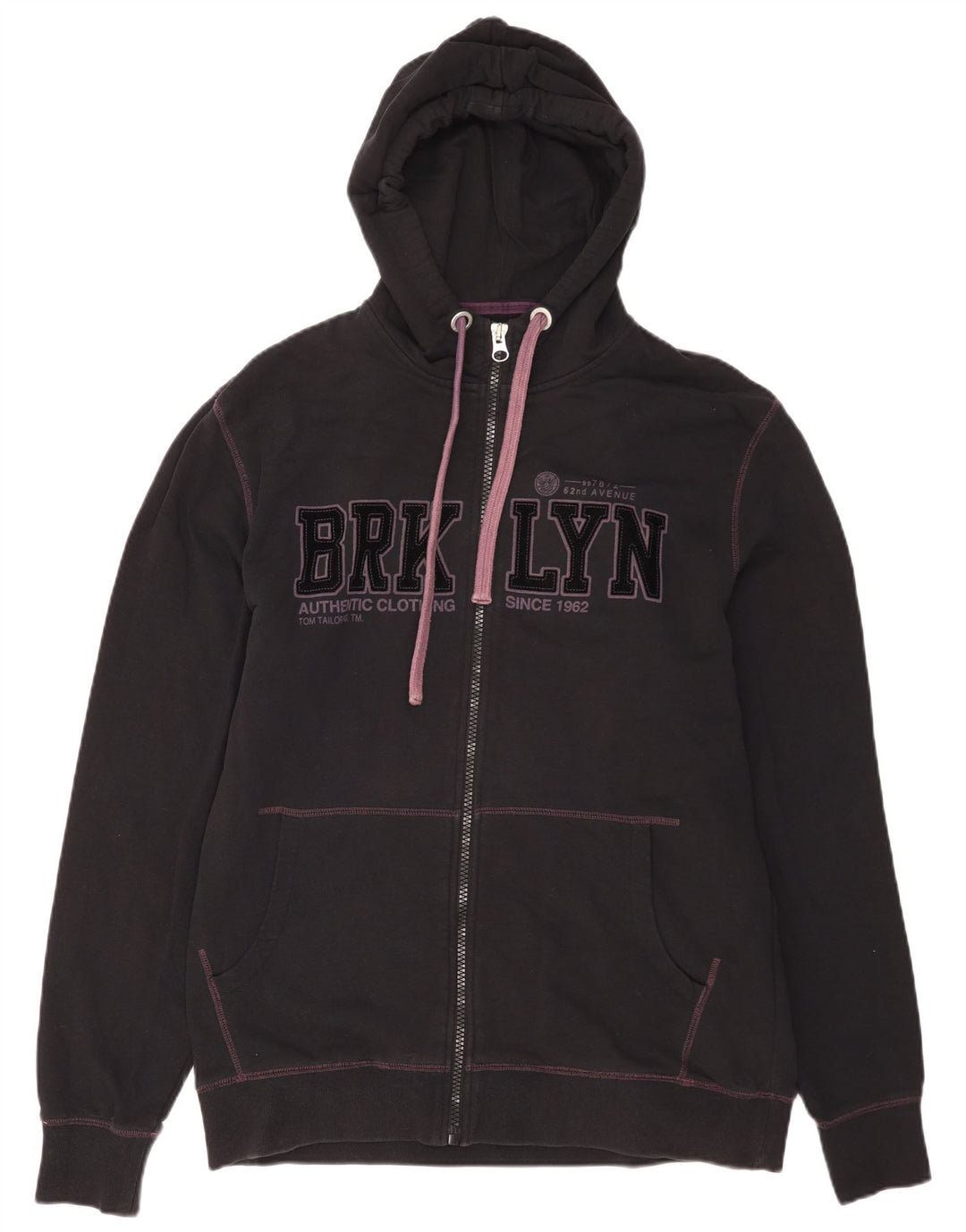 Tom Tailor Herren Graphic Zip Hoodie Pullover 2XL Schwarz Baumwolle
