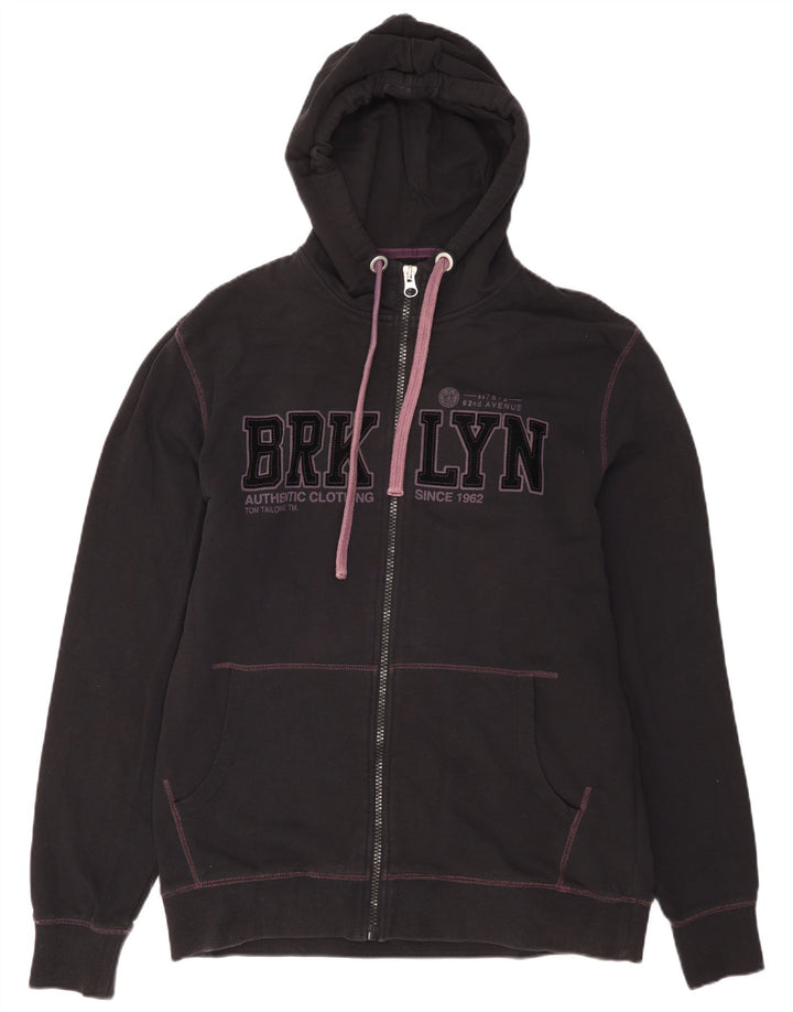 Tom Tailor Herren Graphic Zip Hoodie Pullover 2XL Schwarz Baumwolle