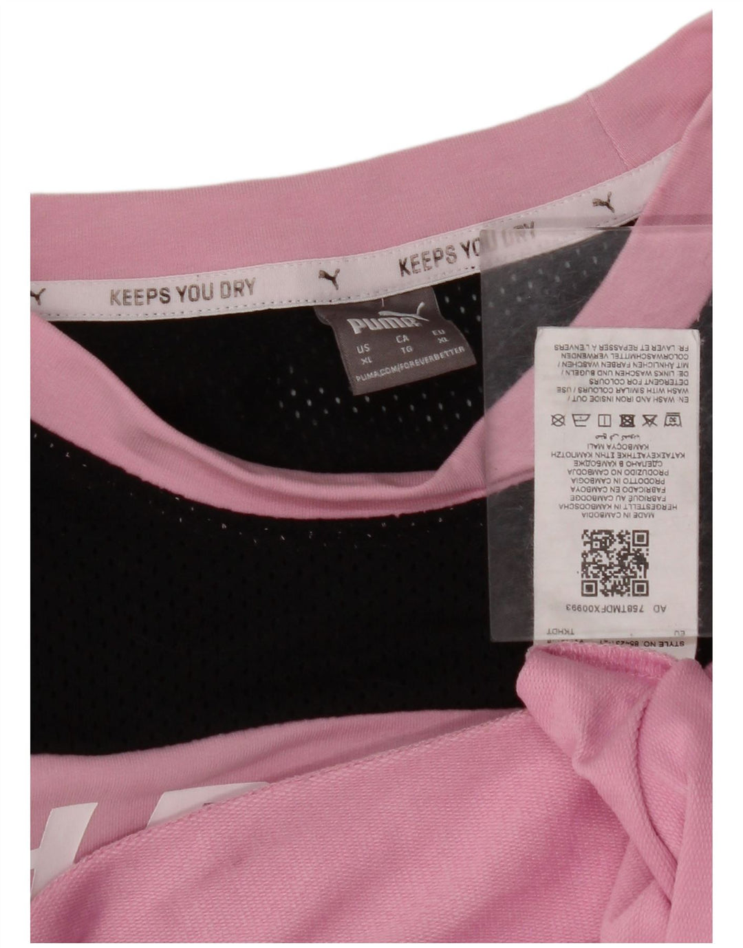 PUMA Damen Grafik T-Shirt Top UK 18 XL Pink Colourblock Baumwolle