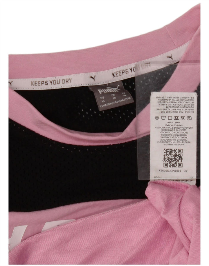 PUMA Damen Grafik T-Shirt Top UK 18 XL Pink Colourblock Baumwolle