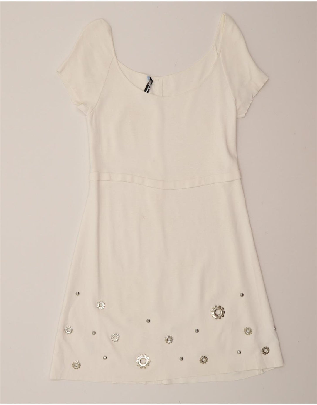 Blumarine Damen Schulterfreies Kleid UK 10 Small Weiße Viskose