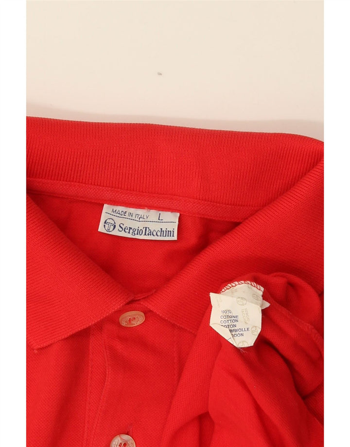 Sergio Tacchini Herren-Poloshirt, große rote Baumwolle