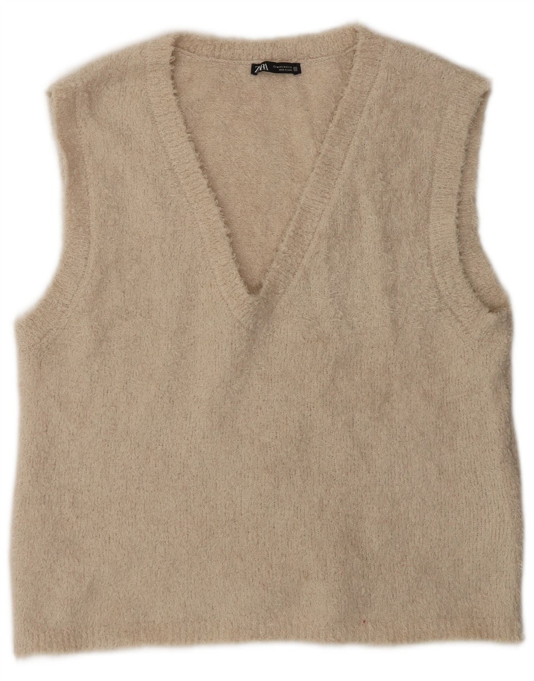 Zara Damen Weste Tank Top UK 14 Medium Beige Polyester