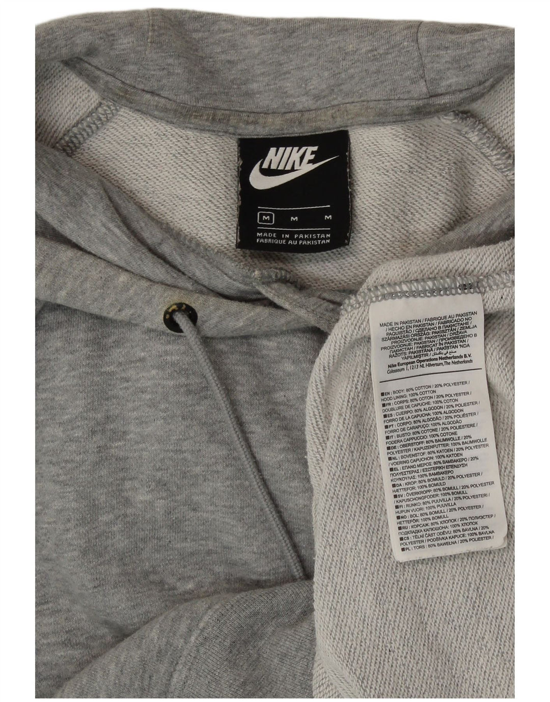 NIKE Damen Kapuzenpullover UK 14 Mittelgraue Baumwolle