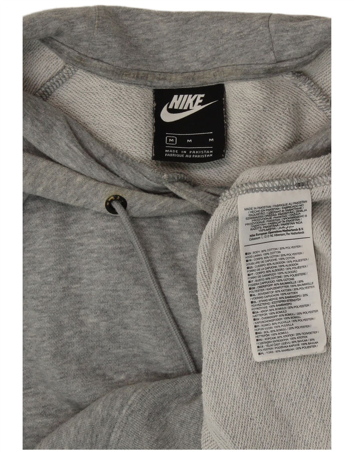 NIKE Damen Kapuzenpullover UK 14 Mittelgraue Baumwolle