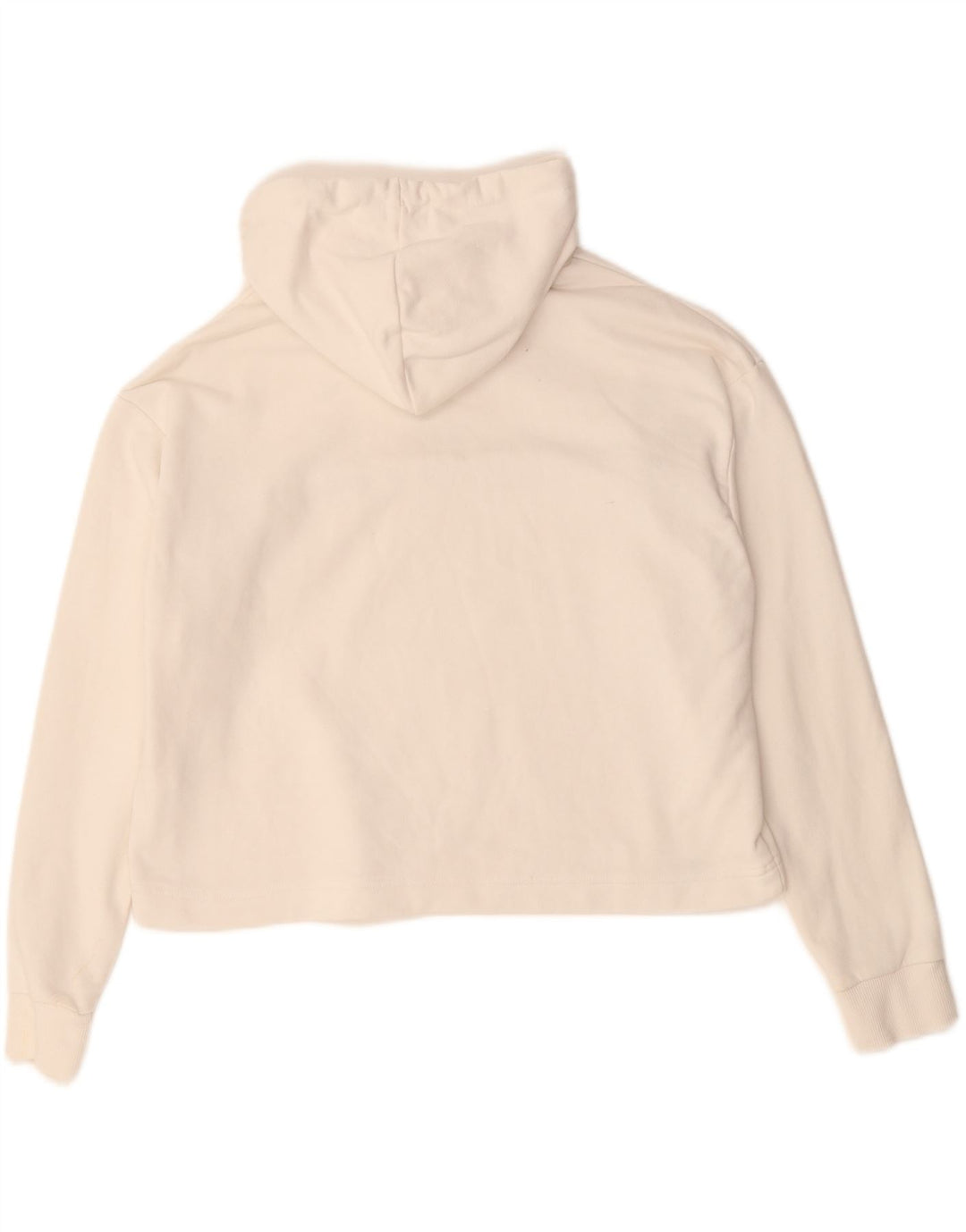 PUMA Womens Oversized Crop Graphic Hoodie Pullover UK 14 Mittelweiße Baumwolle