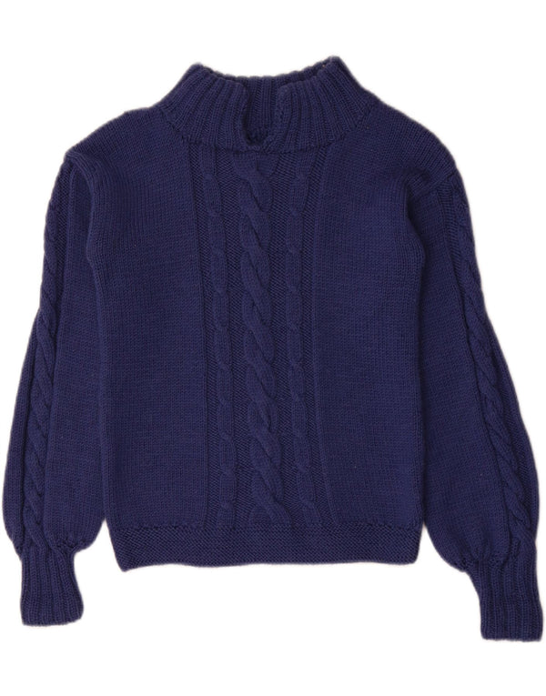 VINTAGE Damen Rollkragenpullover Pullover UK 10 Small Marineblau