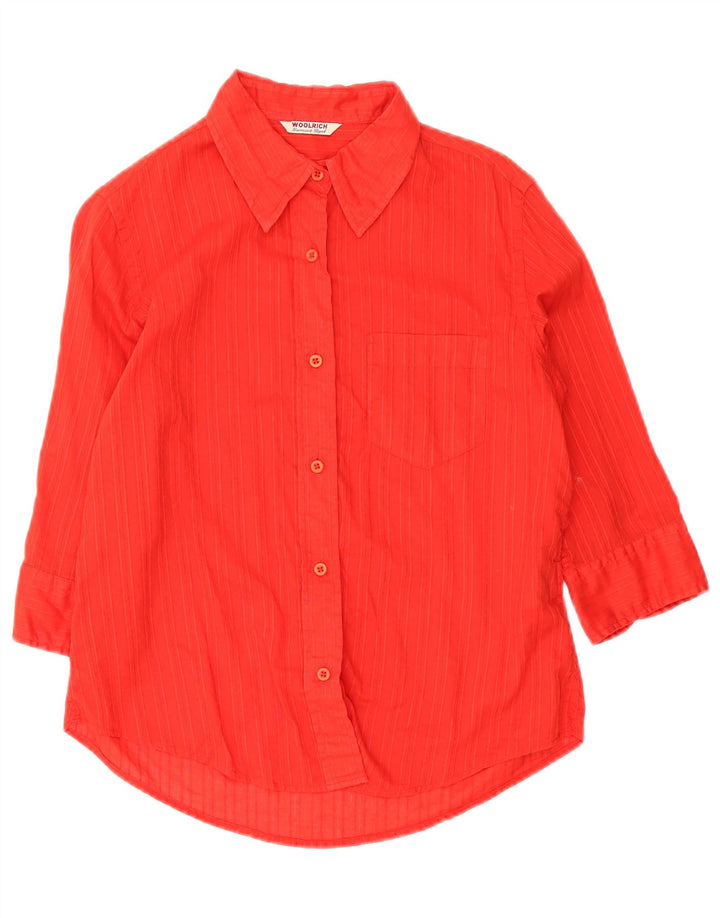 Woolrich Damen-Hemd mit 3/4-Ärmeln, UK 14, mittelrote Baumwolle