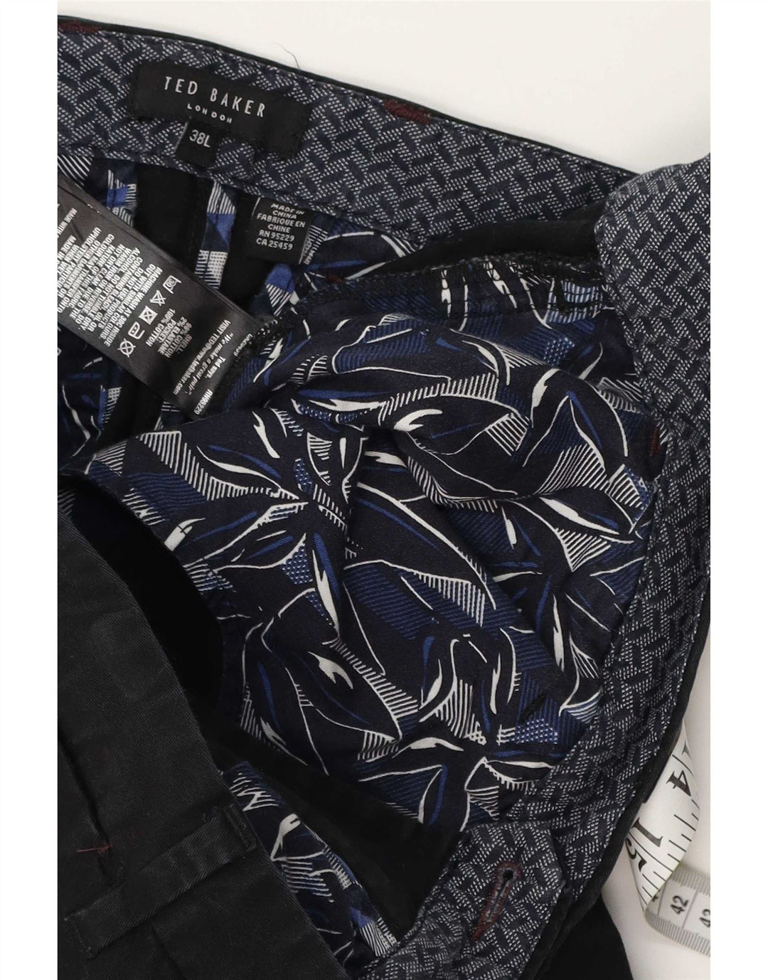 Ted Baker Slim-Anzughose für Herren, W38, L34, schwarze Baumwolle