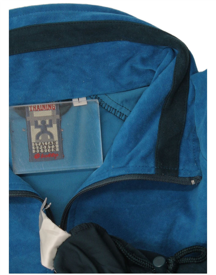 Lotto Herren-Trainingsanzug-Oberteil aus Velours, Größe L, Blau, Farbblock