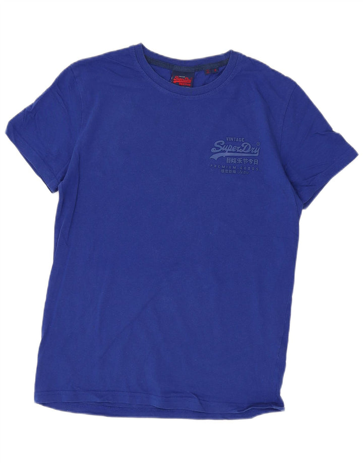 Superdry Herren T-Shirt-Oberteil aus mittelblauer Baumwolle