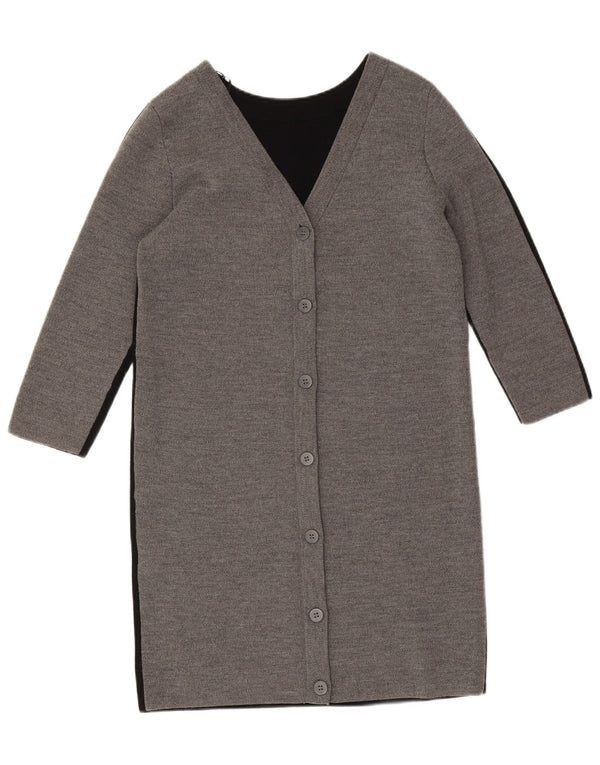 Cos Damen-Cardigan mit 3/4-Ärmeln, lang geschnitten, Gr. 6, XS, Grau, Farbblock