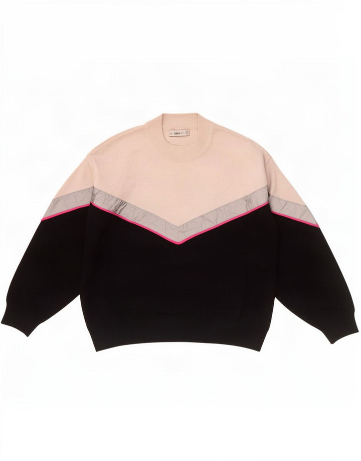 Rollkragenpullover von Zara für Damen, Gr. 14, Mittelschwarz, Farbblock