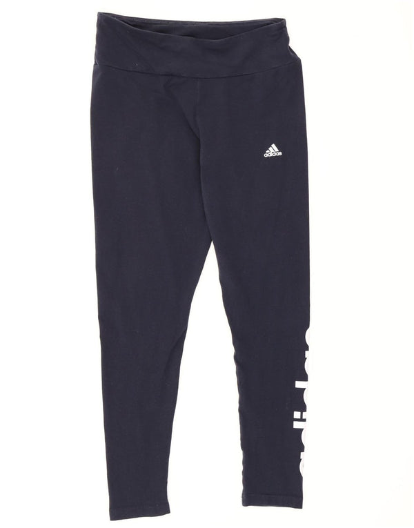 Adidas Damen Tight Fit Graphic Leggings UK 16/18 Large Marineblau Baumwolle