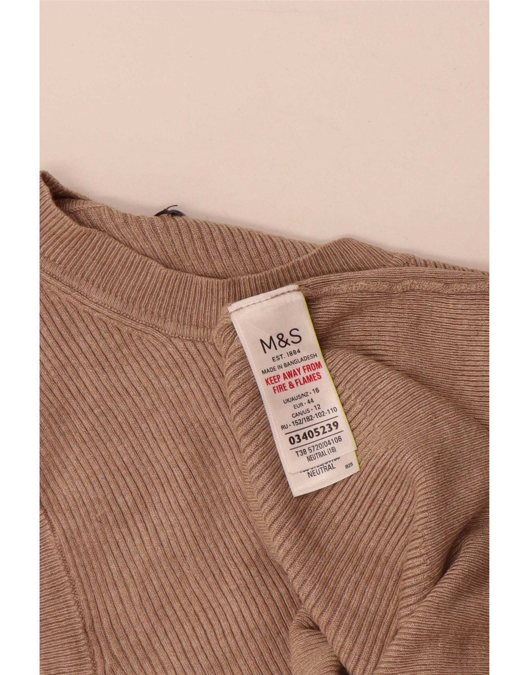 Marks & Spencer Damen Weste Tank Top UK 16 Large Braune Viskose