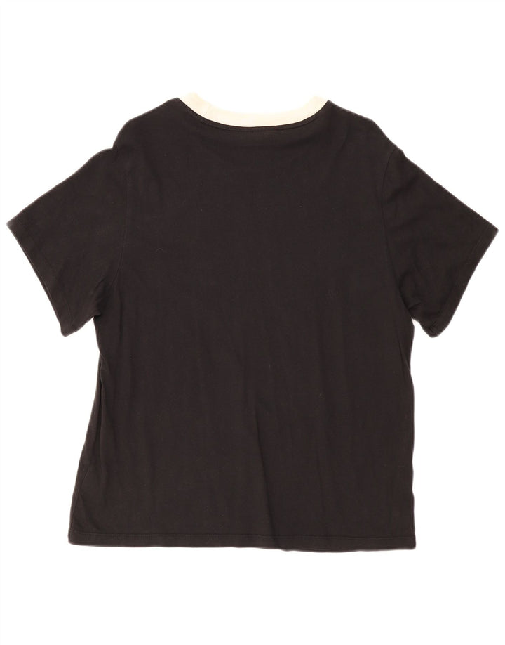 ADIDAS Damen T-Shirt Top UK 12 Medium Schwarz Baumwolle
